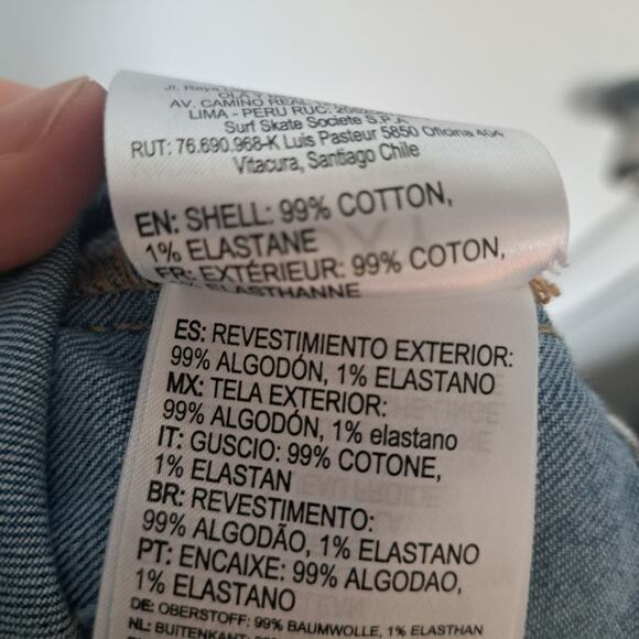 Roxy The Sun Shines Denim High Rise Button Womens Shorts Size 27 Cut off Raw Hem - Picture 9 of 10